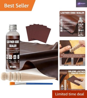 Profi Lederkantenversiegelung mit Pinsel und Schleifpapier - 50ML Glanzfinish