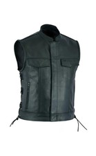 Men's Leather Vest Anarchy Motorcycle Biker Club Concealed Carry Outlaws