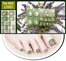 Glitter Gold Accent Marble Toe Nail Sticker Grid Flower Geometric Lines 