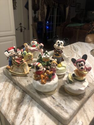 Lot Of 5 SCHMID DISNEY Mickey Minnie Etc. Christmas MUSIC BOX