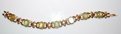 GREAT HIGH END QUALITY GOLDEN METAL COLORED STONES STATEMENT LINK CUFF BRACELET