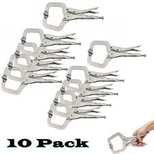 10 pc 11" Locking C Clamp Pliers with Swivel Pad Vise Welding Woodworking Tools