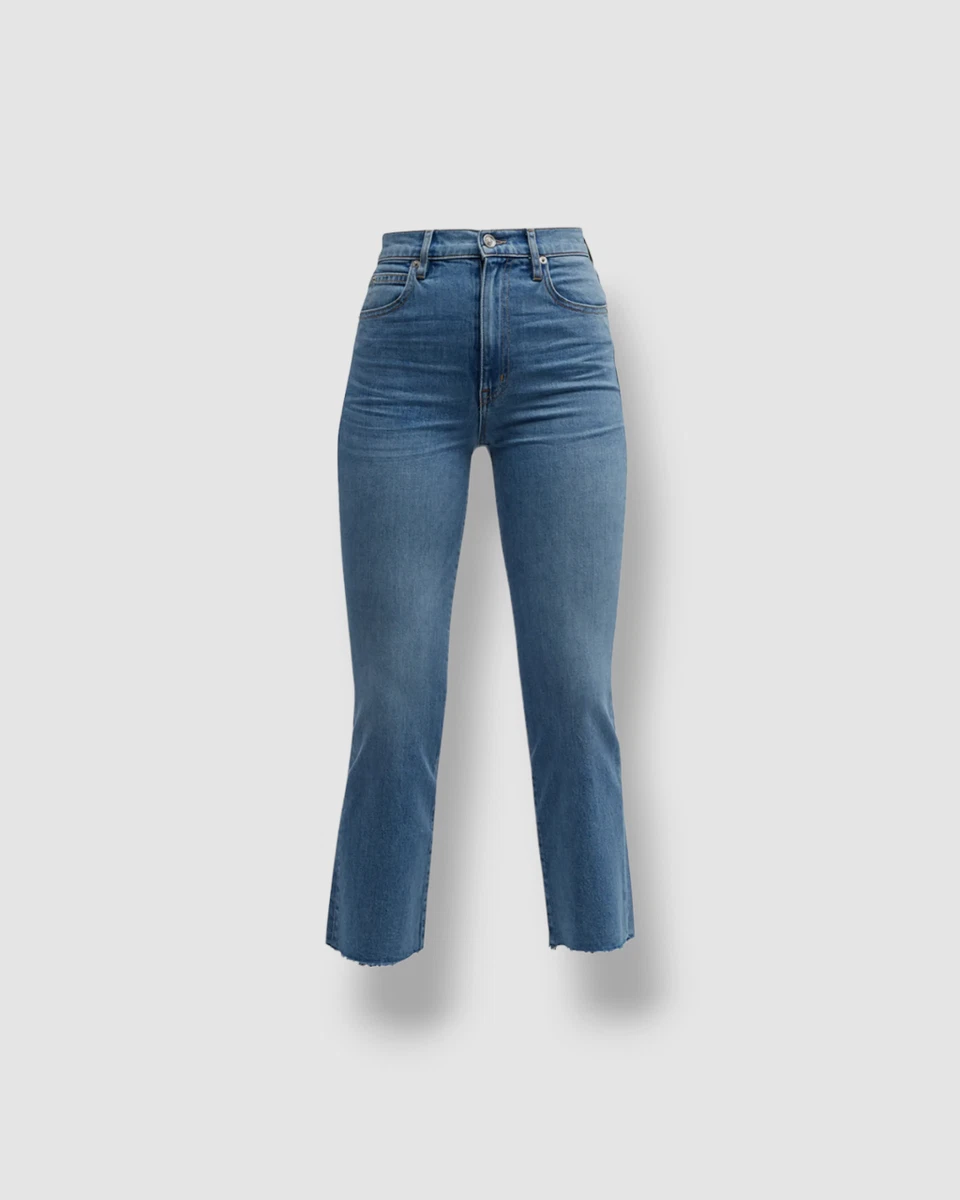 319 Slvrlake Women s Blue Frankie Faded Cropped Flare Jeans Pants Size 28