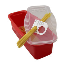Microwave Pasta Maker Cooker Red with Portion...