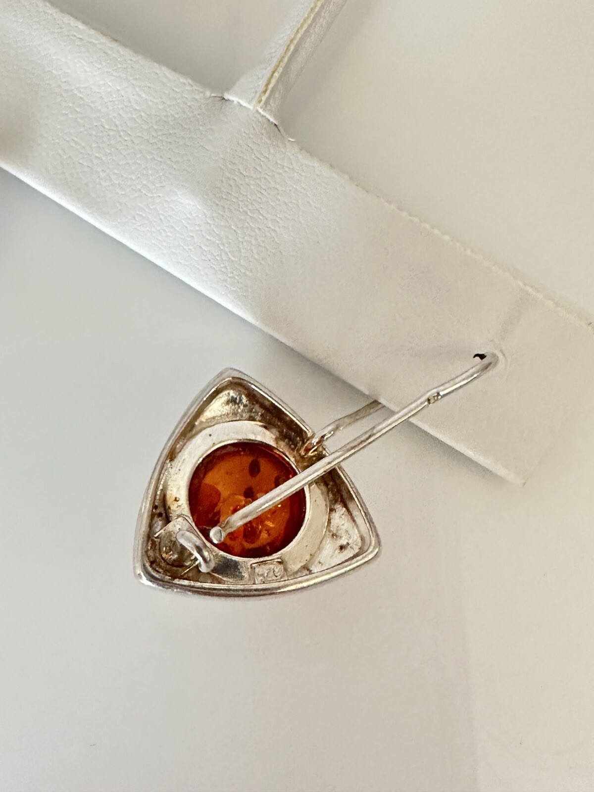 Sterling Silver Triangle Round Amber Pierced Earr… - image 7