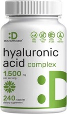 Hyaluronic Acid Supplements 1500mg- 240 Capsules, Improve Skin, Face, Hair, Nail