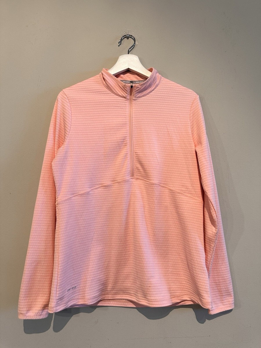Nike Golf Dri Fit Shirt Long Sleeve 1/4 Zip Pink Women's Size L