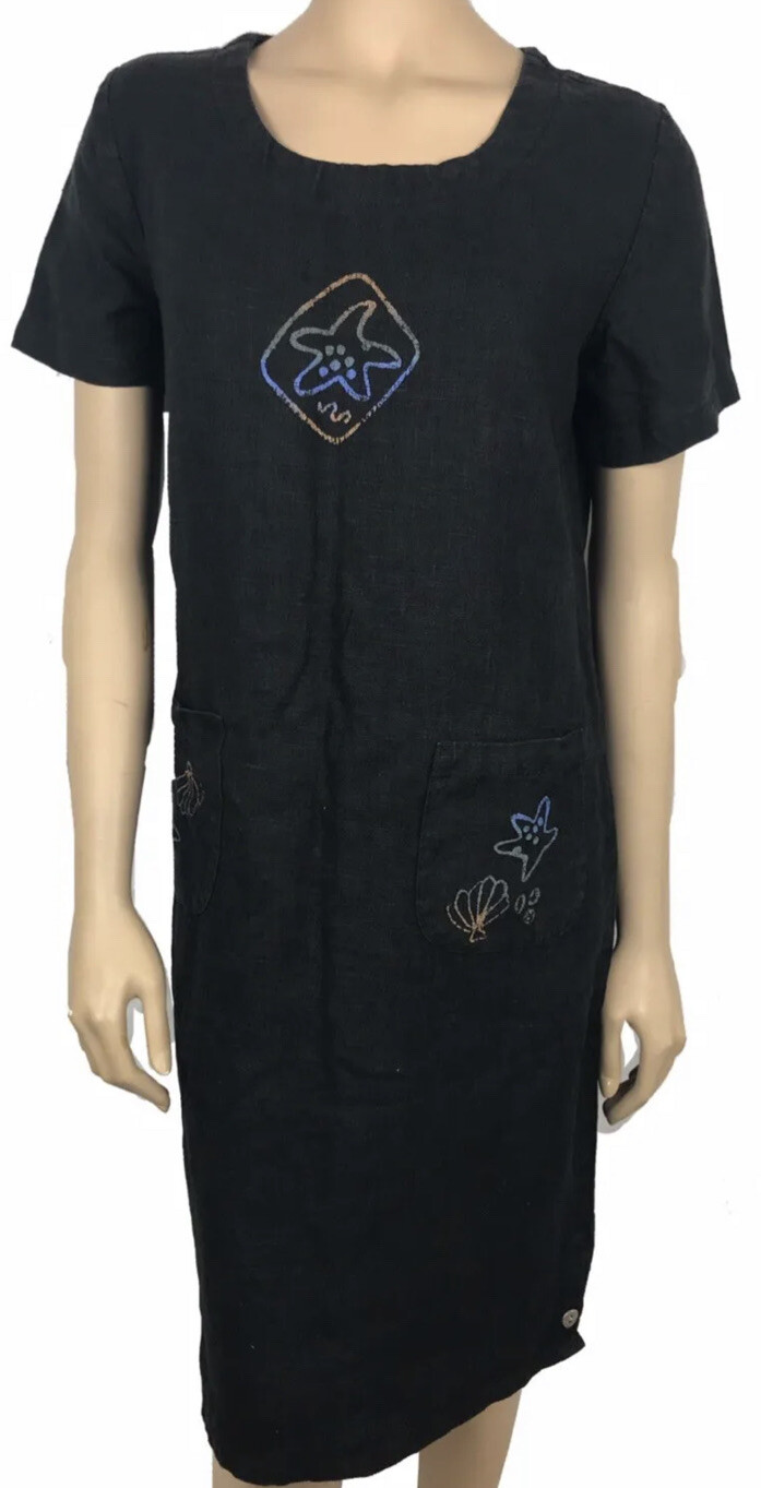 Studio Ease Black Starfish Shell Print Side Butto… - image 12