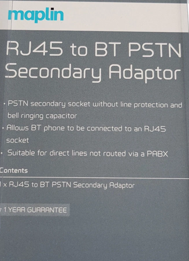 1 X RJ45 Plug - BT631A Socket Slave/Secondary Adapter New Compact Design - Image 2 of 2