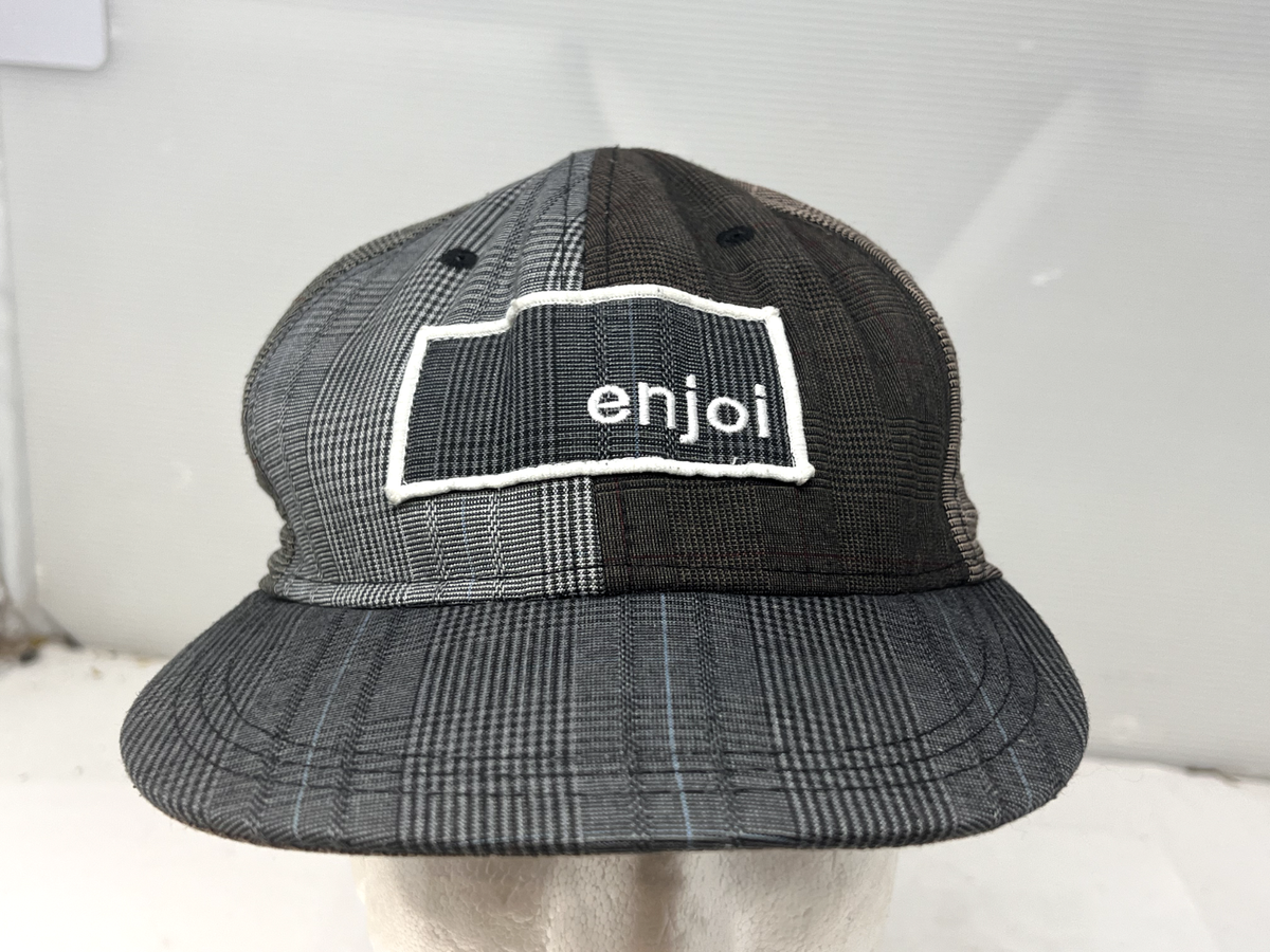ENJOI Hat Skateboard Fitted Cap Grey Plaid Multi 100% Cotton