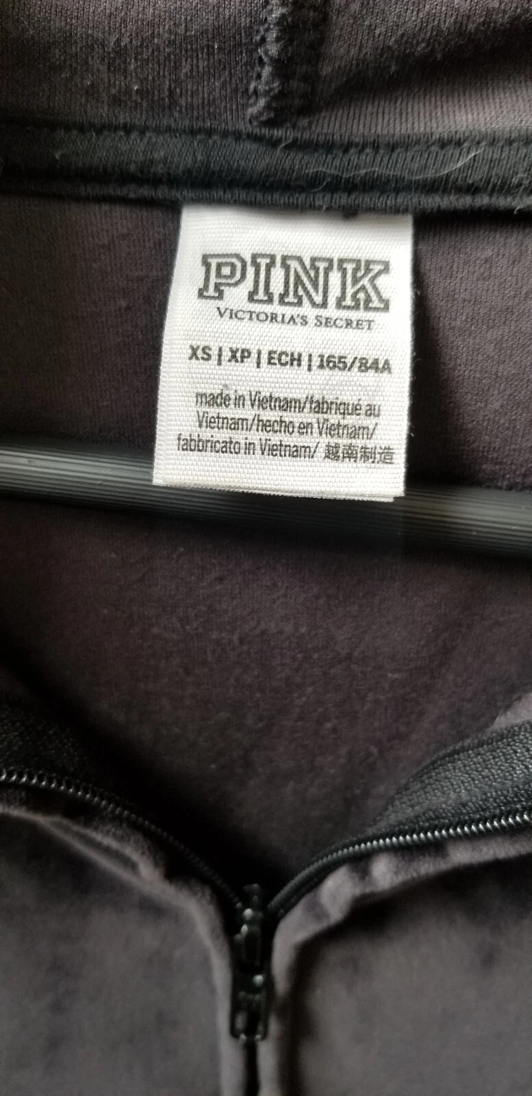 UNDERCOVER VICTORIA'S SECRET Pullover in velluto con cappuccio rosa taglia XS nero felpa con cappuccio stringhe