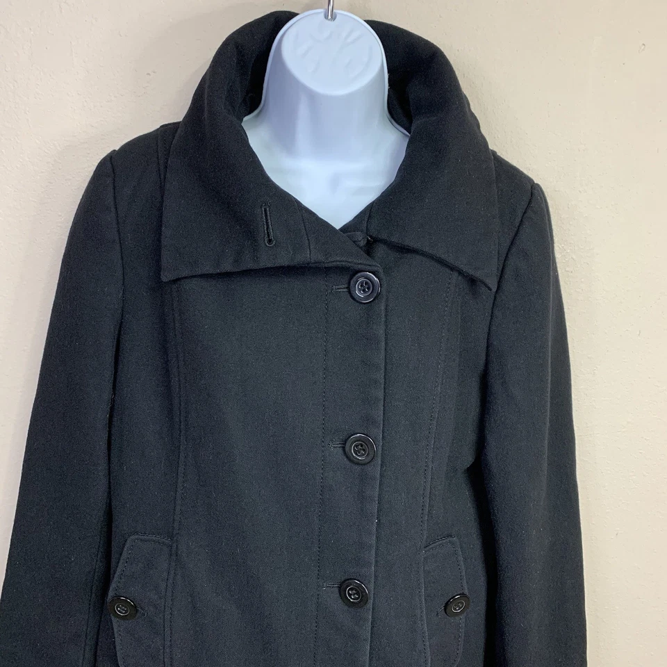 Tamanho 10 Nine West mistura de lã preta forrada de pavão manga longa clássica academia - Imagem 2 de 4