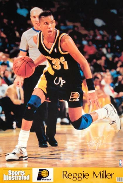 SPORTS POSTER WAREHOUSE REGGIE MILLER Indiana Pacers 1990 ORIGINAL Sports Illustrated 23x35 SI POSTER