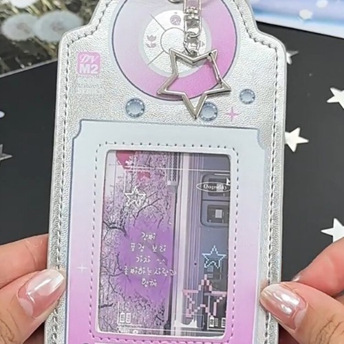 Supporto Per Photocard Kpop In Acrilico Trasparente, Con Stellina E Campanella, Porta Chiavi E Bracciale, Per Carte 8,9x5,7 Cm, Nero