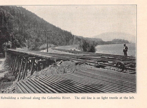 antique 1909 BUILDING A RAILROAD Safe Harbor PA Salt Lake Columbia River Oregon