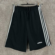 Adidas Shorts Boys Medium Black White Tricot Drawstring Elastic Waist Basketball