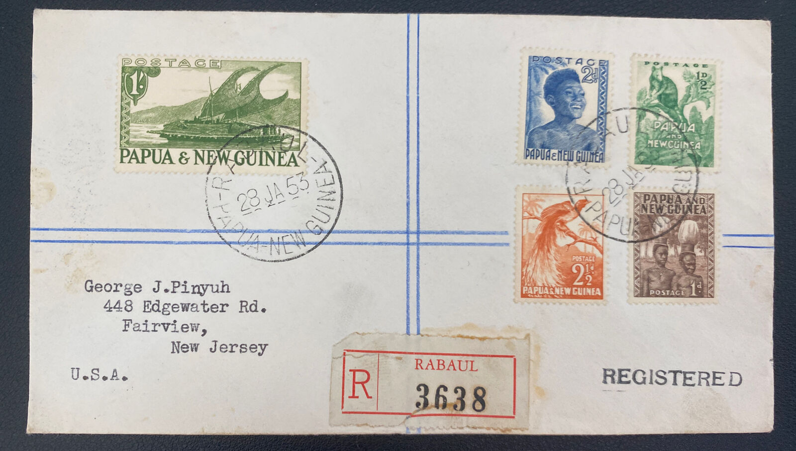 1953 Rabaul Papua New Guinea Registered Dallas Mall Usa To Don't miss the campaign NJ Fairview Cover