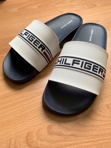 tommy hilfiger slides black and white