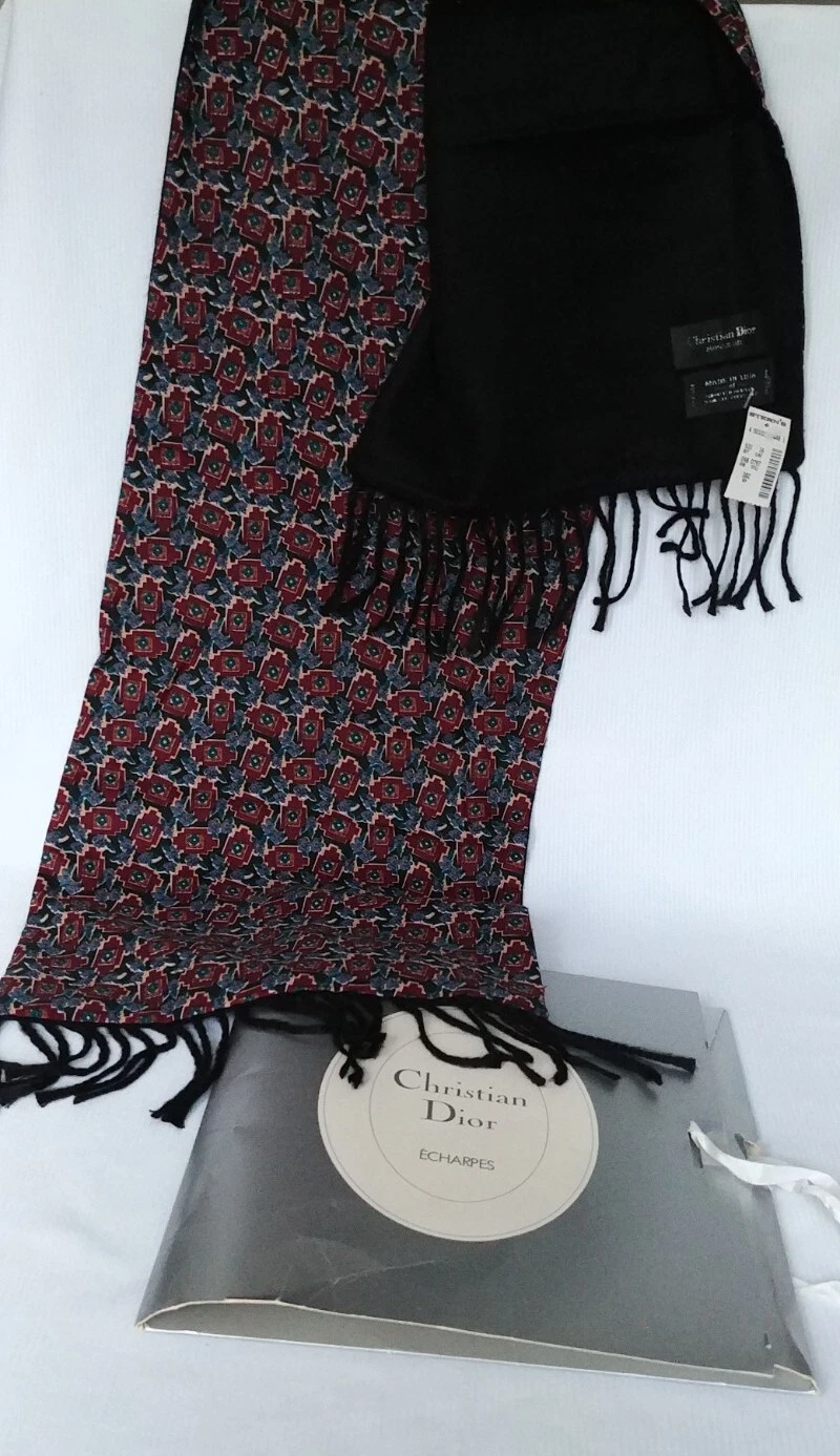 Foulard vintage Christian Dior Echarpes Monsieur deux faces made in USA neuf 10