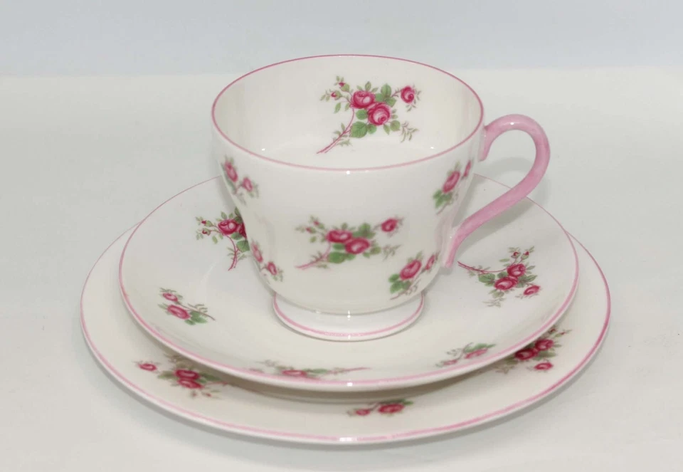 Vintage Shelley Rose Spray Windsor Trio Tea Cup Saucer Plate England 13545 c1960 - Image 3 of 4