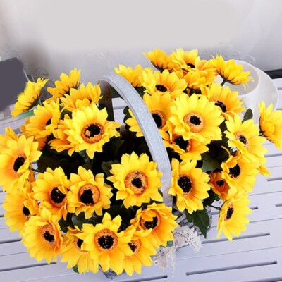 Kunstblumen Sonnenblume Mit Zweig - 70 Cm, Creme, Täuschend Echte Deko Für Vase & Tisch