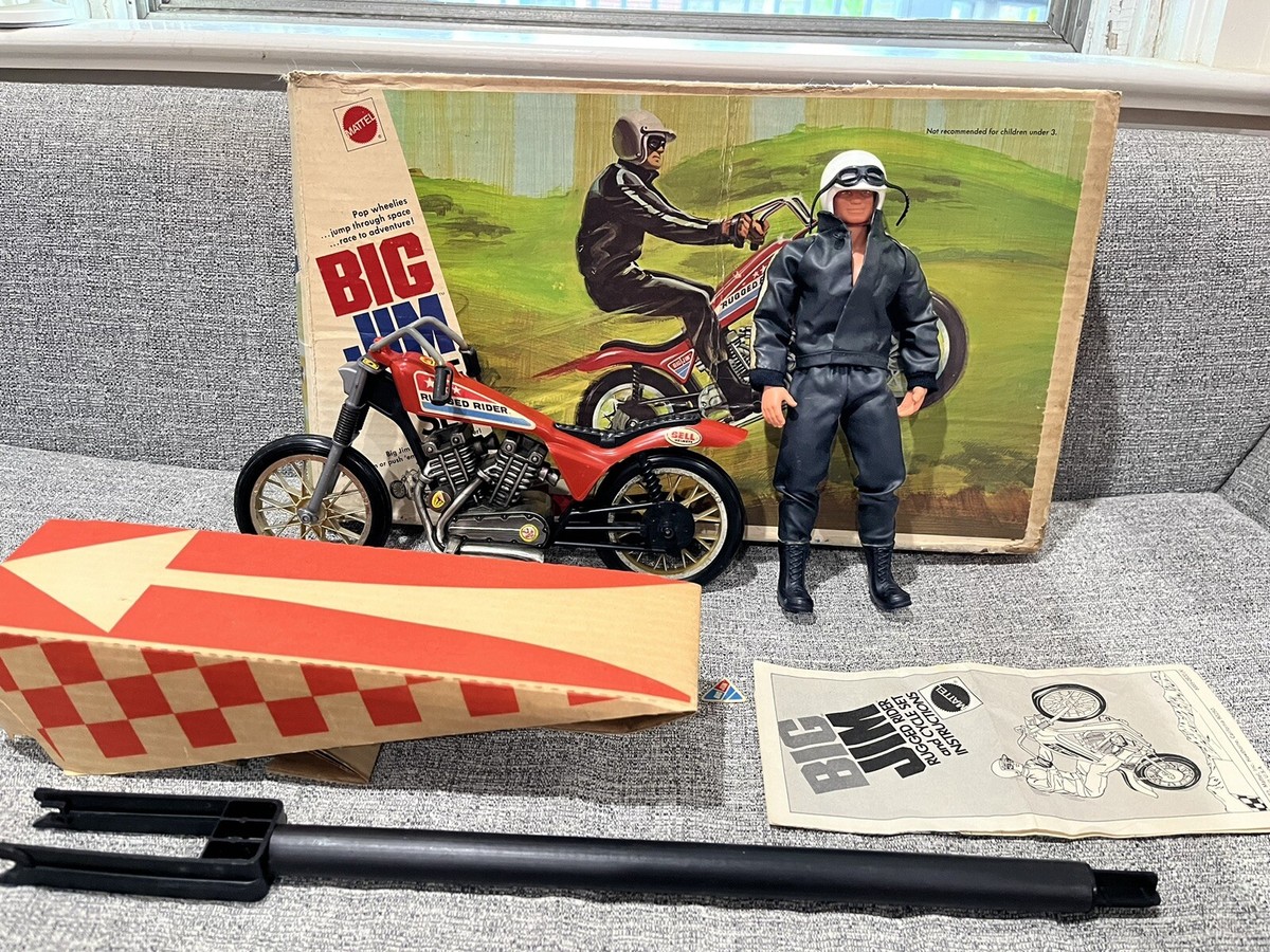 Big Jim Mattel Leather Motocross Rugged Rider Motorcycle Wolfpack