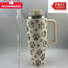 40oz Stainless Steel Insulated Tumbler with Dog Paw Print – Travel Mug