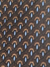 Jos a Bank Signature Collection Mens Silk Necktie Blue Brown Geometric EUC 58