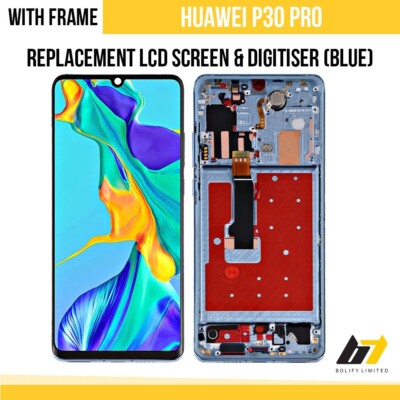 Für Huawei P30 Pro LCD BLAU mit Rahmen Original Bildschirm Touch Display Baugruppe UK