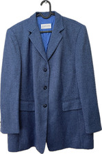 Basler Horst Wool Cashmere Blazer Jacket Blue Woven Occasion Formal Size 16 18