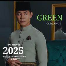Free Sampin Elrah Exclusive 2025 Baju Melayu Formal Attire Tradition Men Green