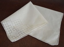 VINTAGE HANKY 1930s GEOMETRIC PUNCHWORK DESIGNS ON ONE CORNER COTTON SWEET