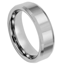 Tungsten Ring Band High Polished Beveled Edge For Men & Women