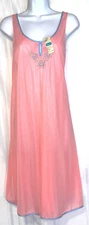 Vintage KAYSER Nightgown Never Worn w/Tag Size Medium Siesta Pink Sheer