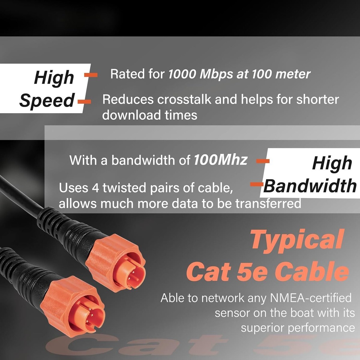 Bonbo 3005.6855 Cable Bonbo 6ft Ethernet Cable For Lowrance – 3005.6855 5-Pin Crossover Cable For Sonar, GPS & Marine Networks Ethernet Cable 15 Ft