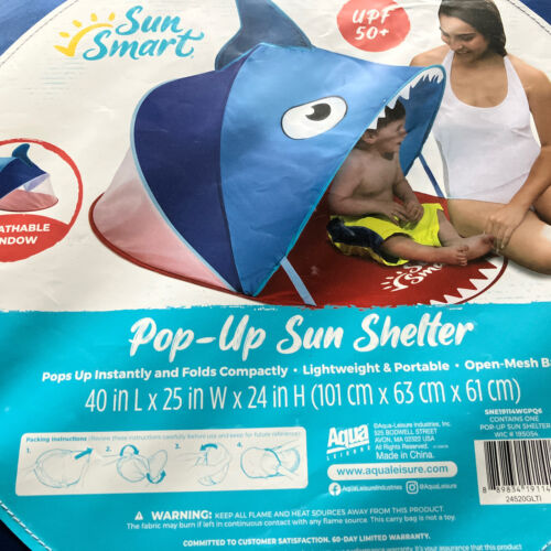 Sun Smart On The Go Pop Up Sun Shelter Shark for 6+ Months (Baby/Kid) UPF 50+ - Picture 6 of 12