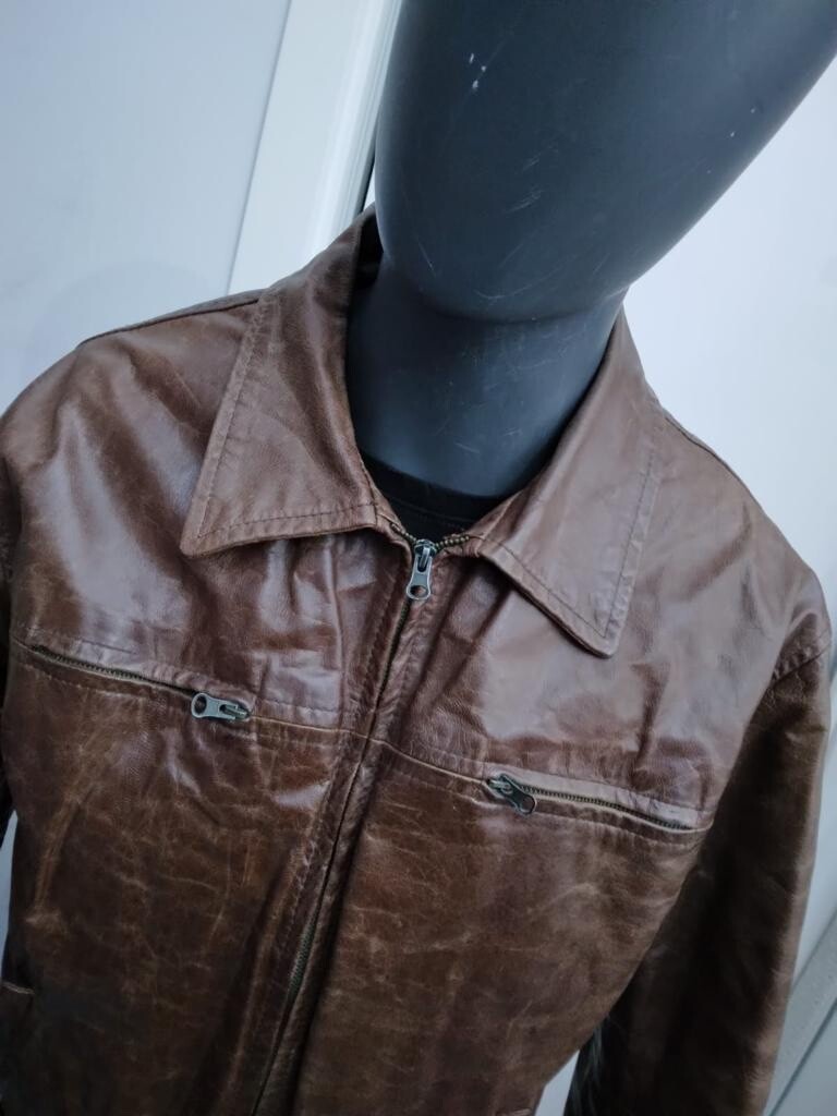 Jack Daniel's Leather Jacket Used Men Size 54 Brown XYC723L Jack Daniel's Leather Jacket Used Men Size 54 Brown XYC723L