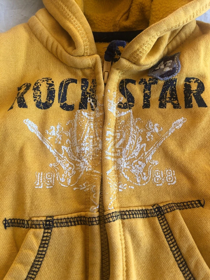 Chaqueta con capucha Arizona para niños pequeños Rockstr amarilla con cremallera 12 meses Foto 3 de 4