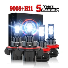 For Pontiac Torrent 2006-2009 4X 6000K LED Headlight Hi/Lo + Fog Light Bulbs Kit