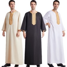 Men Saudi Arab Dishdasha Thobe Jubba Kaftan Robe Muslim Dubai Abaya Caftan Gown