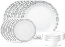 18 Piece Cutlery Set, Triple Glass Shatterproof Round Plate and Bowl Set