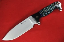 Busse Combat Custom FAT ASH1 .33" Satin INFI, Black G10 G-rexed Green Marble