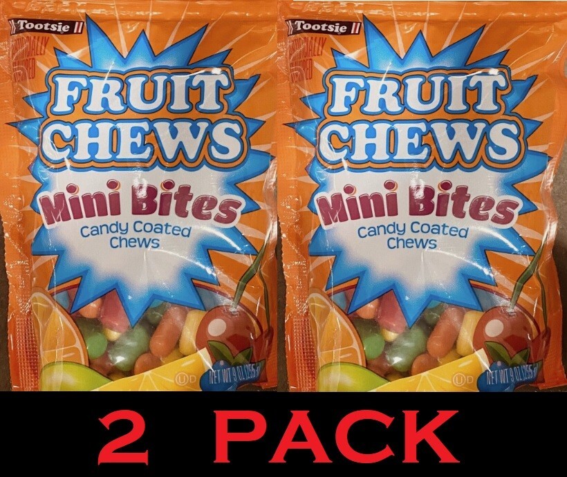 2x Tootsie Roll MINI BITES Candy Coated FRUIT Chews 9 oz Bag - 2