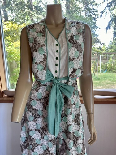 Rare Vintage 1930s Art Deco Floral Beach Pajamas Pajamas Jumpsuit Wide Leg XS/S - Picture 16 of 24