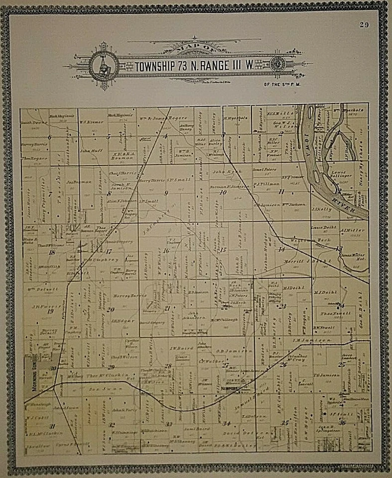 1900 Plat Map ~ NEWPORT - MORNING SUN Twps., LOUISA CO., IOWA ~ Free S&H - Image 3 of 4