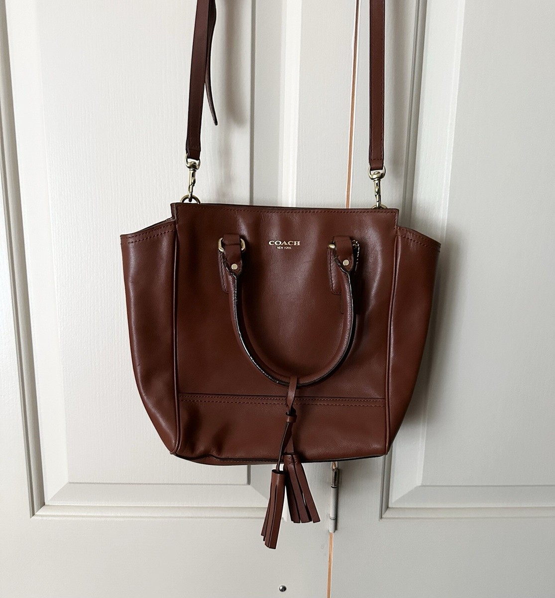 Authentic COACH Mini Tanner Legacy Brown Leather Crossbody Satchel