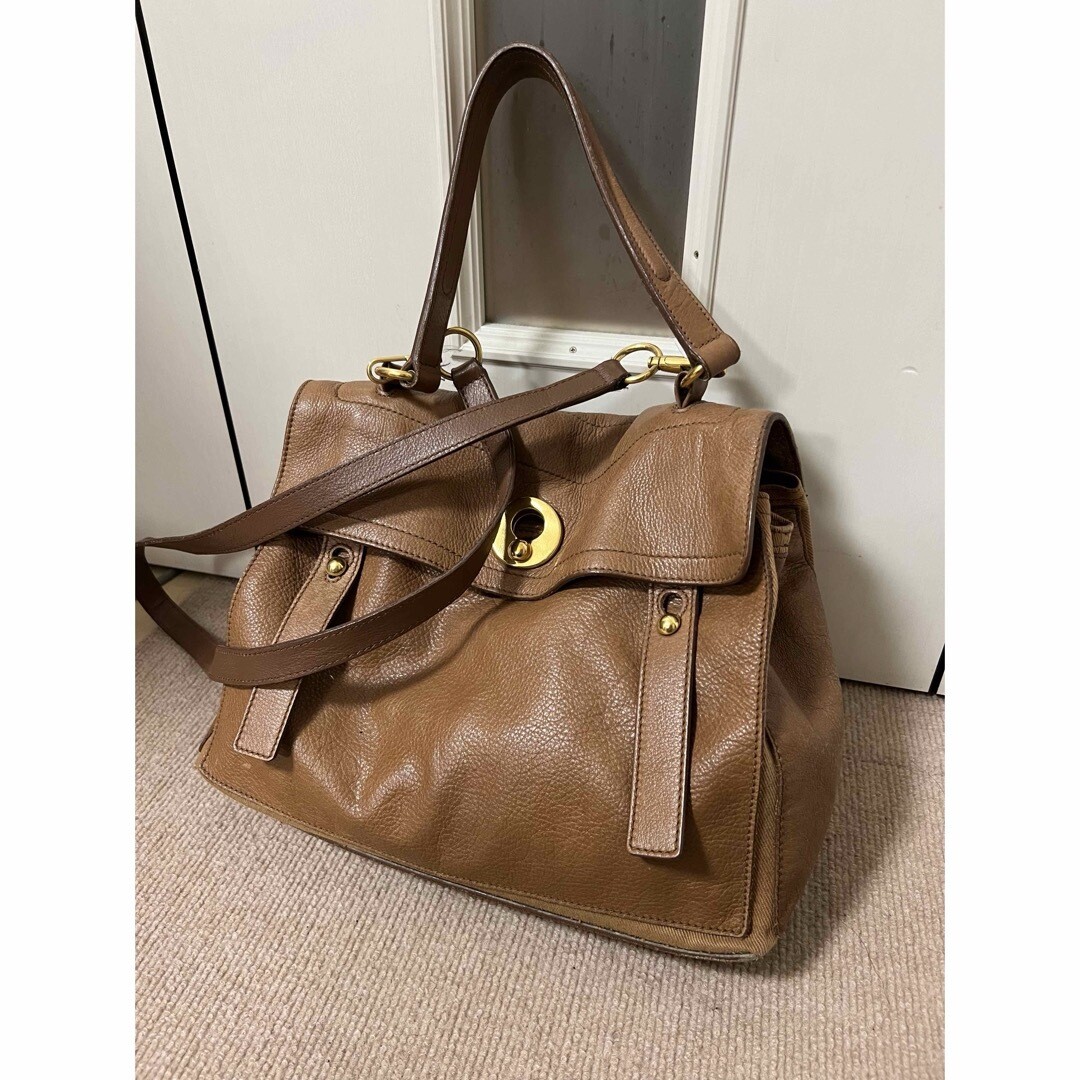 Borsa Yves Saint Laurent YSL M due tote bag borsetta pelle cammello unisex vintage