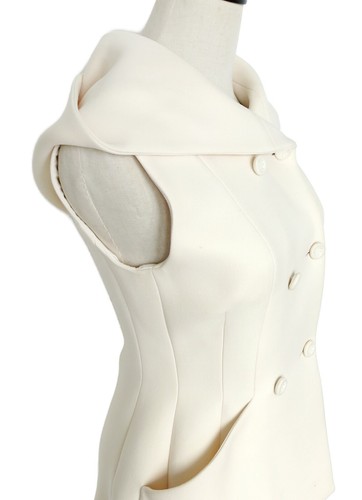 CHRISTIAN DIOR Light Beige BAR Wool Silk Crepe Hooded Vest Sleeveless Jacket 34 - Picture 2 of 13