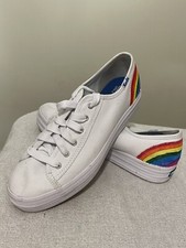 Keds triple up canvas womens sneaker 7.5 Platform rainbow pride EUC
