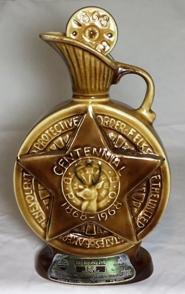 VINTAGE JIM BEAM CENTENNIAL DECANTER BOTTLE 1868-1968 4/5 QUART